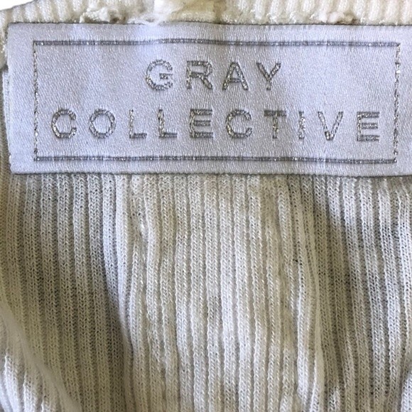 Gray Collective Ribbed High Neck Embroidered Open Sides Top - Picture 5 of 5